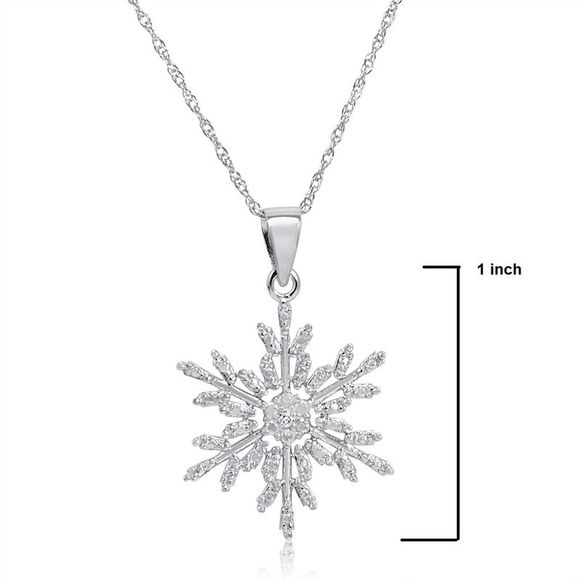 Diamond Accent Snowflake Pendant-Necklace in Sterling Silver - Picture 3 of 4